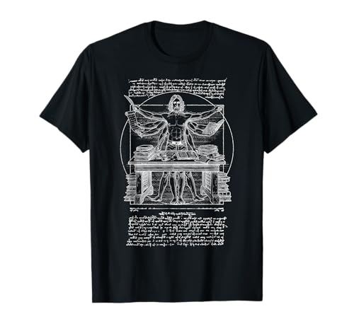 Schriftsteller, Autor, Romanautor, Vitruvian Man Leonardo Da Vinci Buch T-Shirt Schriftsteller, Autor, Romanautor, Vitruvian Man Leonardo Da Vinci Buch T-Shirt von Grandio Design Library Book Lover