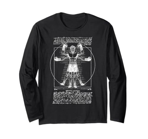 Boxer Boxen Gym Vitruvian Man Leonardo Da Vinci Pugilist Langarmshirt von Grandio Design Martial Arts Fighter Gifts