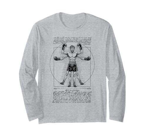 Boxer Boxen Gym Vitruvian Man Leonardo Da Vinci Pugilist Langarmshirt von Grandio Design Martial Arts Fighter Gifts