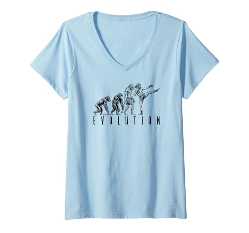 Damen MMA Fighter Mixed Martial Arts Evolution Lustiger Kampfsport T-Shirt mit V-Ausschnitt von Grandio Design Martial Arts Fighter Gifts