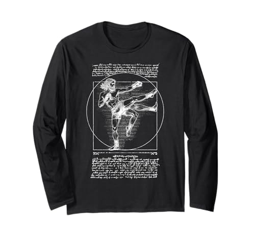 MMA Fighter Mixed Martial Arts Vitruvian Man Funny Da Vinci Langarmshirt von Grandio Design Martial Arts Fighter Gifts