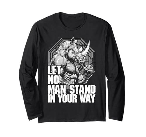 MMA Fighter Rhino Let No Man Stand Nashorn Kampfsport Langarmshirt MMA Fighter Rhino Let No Man Stand Nashorn Kampfsport Langarmshirt von Grandio Design Martial Arts Fighter Gifts