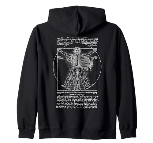 Akkordeon Akkordeonist Vitruvian Man Leonardo Da Vinci Musik Kapuzenjacke von Grandio Design Music Lover & Musician Gifts