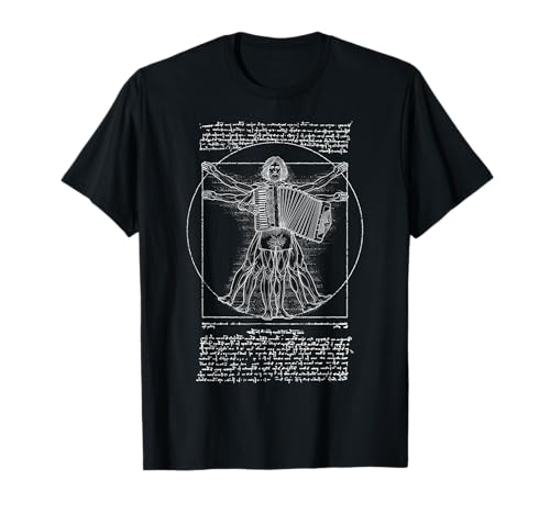 Akkordeon Akkordeonist Vitruvian Man Leonardo Da Vinci Musik T-Shirt von Grandio Design Music Lover & Musician Gifts