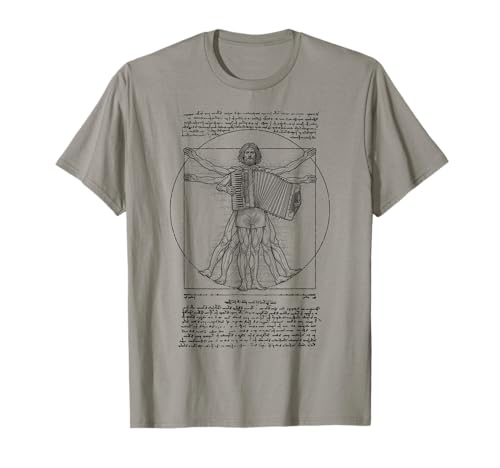 Akkordeon Akkordeonist Vitruvian Man Leonardo Da Vinci Musik T-Shirt von Grandio Design Music Lover & Musician Gifts