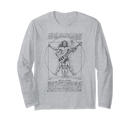 Bassspieler Bassist Vitruvian Man Leonardo Da Vinci Music Langarmshirt von Grandio Design Music Lover & Musician Gifts