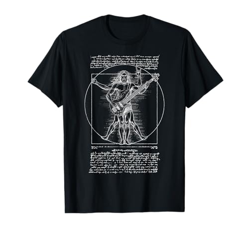 Bassspieler Bassist Vitruvian Man Leonardo Da Vinci Music T-Shirt von Grandio Design Music Lover & Musician Gifts