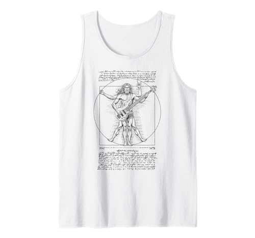 Bassspieler Bassist Vitruvian Man Leonardo Da Vinci Music Tank Top von Grandio Design Music Lover & Musician Gifts