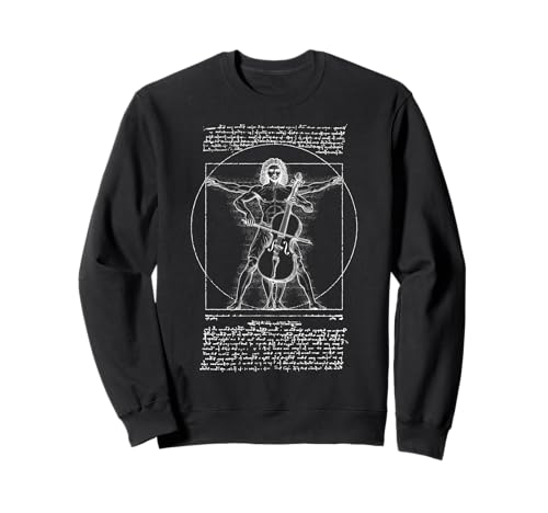 Cello Cellist Musik Vitruvian Man Leonardo Da Vinci Musiker Sweatshirt von Grandio Design Music Lover & Musician Gifts