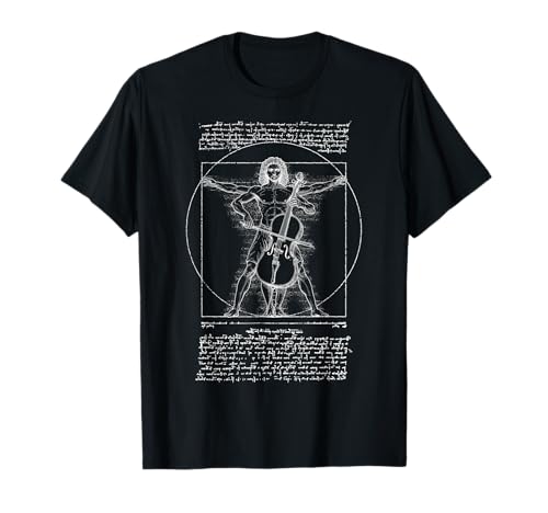 Cello Cellist Musik Vitruvian Man Leonardo Da Vinci Musiker T-Shirt von Grandio Design Music Lover & Musician Gifts