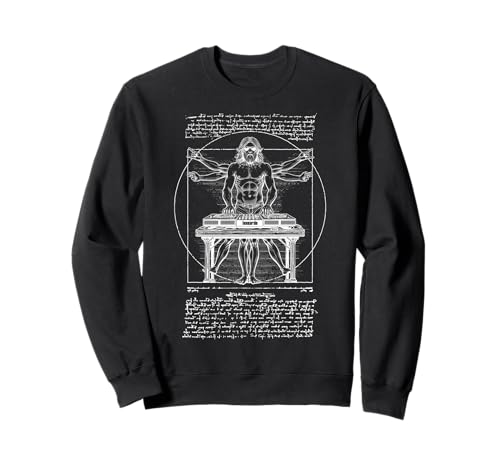 DJ Plattenspieler Vitruvian Man Leonardo Da Vinci Club Music Sweatshirt von Grandio Design Music Lover & Musician Gifts