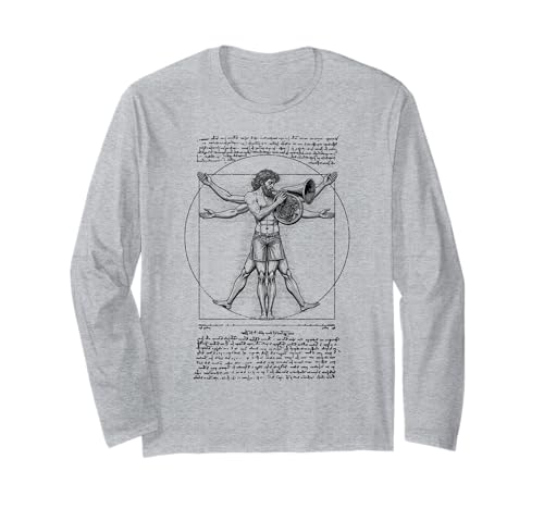 Französischer Hornist Hornist Vitruvian Man Leonardo Da Vinci Langarmshirt von Grandio Design Music Lover & Musician Gifts