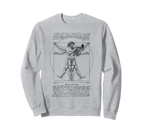 Französischer Hornist Hornist Vitruvian Man Leonardo Da Vinci Sweatshirt von Grandio Design Music Lover & Musician Gifts