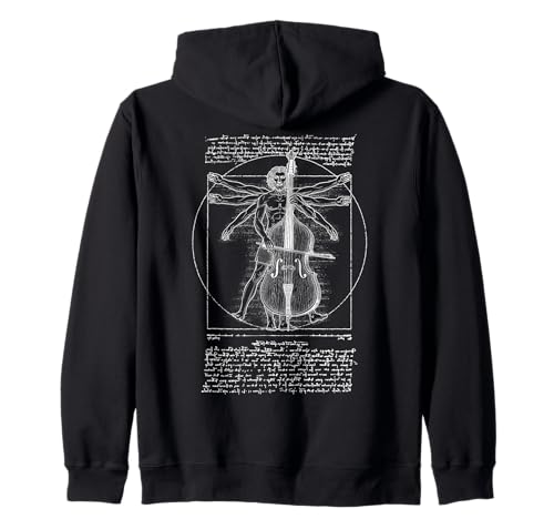 Kontrabass Bassist Vitruvian Man Leonardo Da Vinci Musiker Kapuzenjacke von Grandio Design Music Lover & Musician Gifts