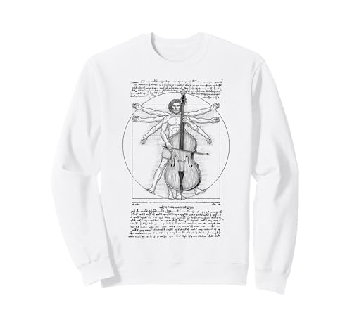 Kontrabass Bassist Vitruvian Man Leonardo Da Vinci Musiker Sweatshirt von Grandio Design Music Lover & Musician Gifts