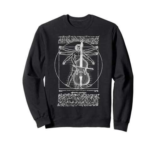 Kontrabass Bassist Vitruvian Man Leonardo Da Vinci Musiker Sweatshirt von Grandio Design Music Lover & Musician Gifts