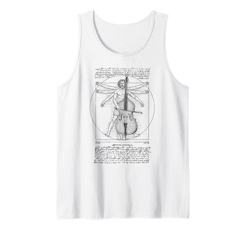 Kontrabass Bassist Vitruvian Man Leonardo Da Vinci Musiker Tank Top von Grandio Design Music Lover & Musician Gifts