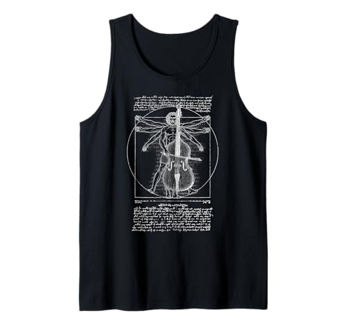 Kontrabass Bassist Vitruvian Man Leonardo Da Vinci Musiker Tank Top von Grandio Design Music Lover & Musician Gifts