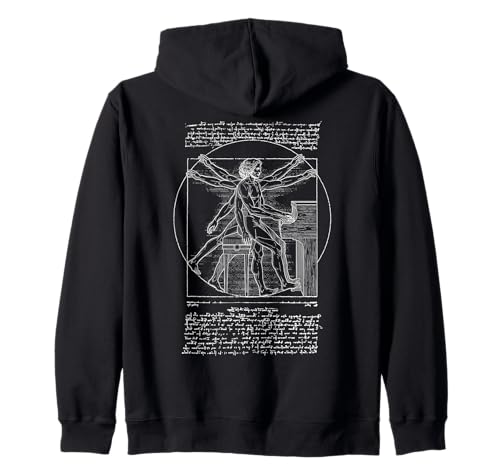 Pianist Klavierspieler Vitruvian Man Leonardo Da Vinci Musik Kapuzenjacke von Grandio Design Music Lover & Musician Gifts