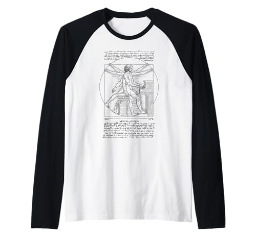 Pianist Klavierspieler Vitruvian Man Leonardo Da Vinci Musik Raglan von Grandio Design Music Lover & Musician Gifts