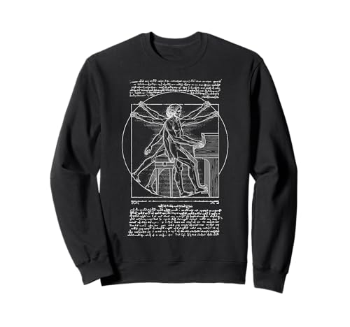 Pianist Klavierspieler Vitruvian Man Leonardo Da Vinci Musik Sweatshirt von Grandio Design Music Lover & Musician Gifts