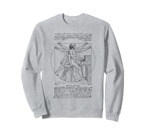 Pianist Klavierspieler Vitruvian Man Leonardo Da Vinci Musik Sweatshirt von Grandio Design Music Lover & Musician Gifts