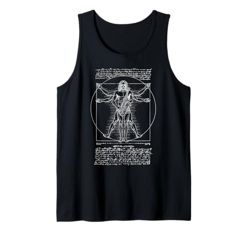 Saxophonspieler Vitruvian Man Da Vinci Saxophonist Musik Tank Top von Grandio Design Music Lover & Musician Gifts