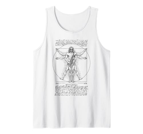 Saxophonspieler Vitruvian Man Da Vinci Saxophonist Musik Tank Top von Grandio Design Music Lover & Musician Gifts