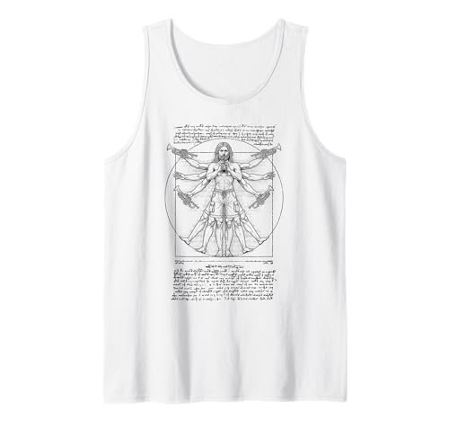 Trompetenspieler Trumpetist Vitruvian Man Leonardo Da Vinci Tank Top von Grandio Design Music Lover & Musician Gifts