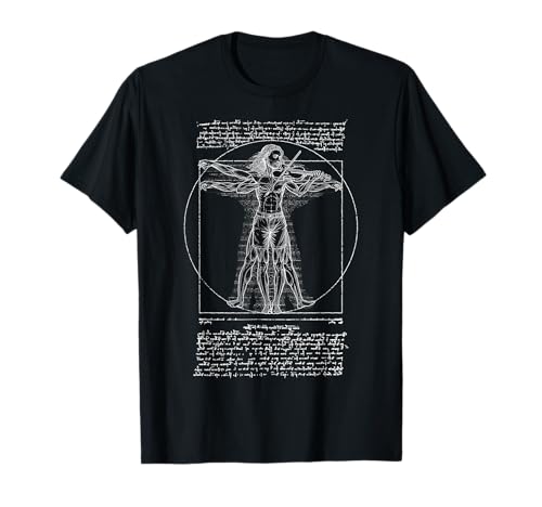 Violine Fiddle Violinist Vitruvian Man Leonardo Da Vinci T-Shirt von Grandio Design Music Lover & Musician Gifts