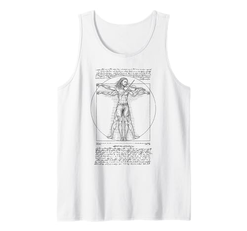 Violine Fiddle Violinist Vitruvian Man Leonardo Da Vinci Tank Top von Grandio Design Music Lover & Musician Gifts