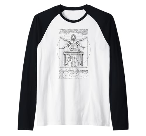 Xylophon Xylophonist Musik Vitruvian Man Leonardo Da Vinci Raglan von Grandio Design Music Lover & Musician Gifts