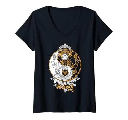 Damen Yoga Elefant Gott Ganesh Ganesha indisches Yin Yang Symbol T-Shirt mit V-Ausschnitt Damen Yoga Elefant Gott Ganesh Ganesha indisches Yin Yang Symbol T-Shirt mit V-Ausschnitt von Grandio Design Namaste Yoga Zen Gifts