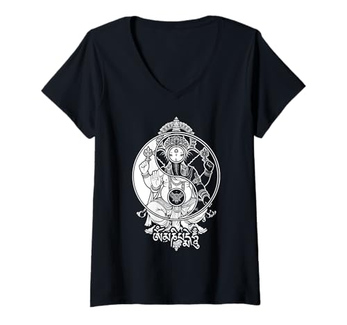 Damen Yoga Elefant Gott Ganesh Ganesha indisches Yin Yang Symbol T-Shirt mit V-Ausschnitt Damen Yoga Elefant Gott Ganesh Ganesha indisches Yin Yang Symbol T-Shirt mit V-Ausschnitt von Grandio Design Namaste Yoga Zen Gifts