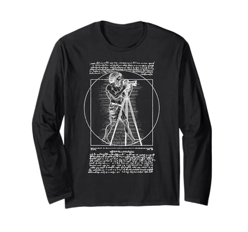 Fotograf Fotografie Vitruvian Man Leonardo Da Vinci Langarmshirt von Grandio Design Photographer & Photography Gifts