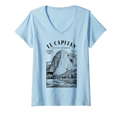 Damen Kletterer EL Capitan Yosemite Climb Location T-Shirt mit V-Ausschnitt Damen Kletterer EL Capitan Yosemite Climb Location T-Shirt mit V-Ausschnitt von Grandio Design Rock Climbing Climber Gifts