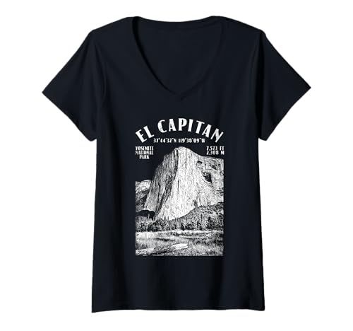 Damen Kletterer EL Capitan Yosemite Climb Location T-Shirt mit V-Ausschnitt Damen Kletterer EL Capitan Yosemite Climb Location T-Shirt mit V-Ausschnitt von Grandio Design Rock Climbing Climber Gifts