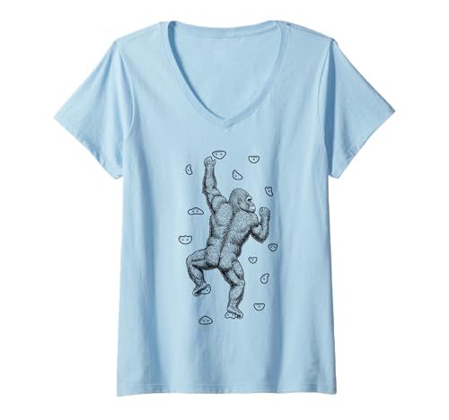 Damen Kletterer Indoor Wall Climbing Gorilla Funny Climbers T-Shirt mit V-Ausschnitt Damen Kletterer Indoor Wall Climbing Gorilla Funny Climbers T-Shirt mit V-Ausschnitt von Grandio Design Rock Climbing Climber Gifts