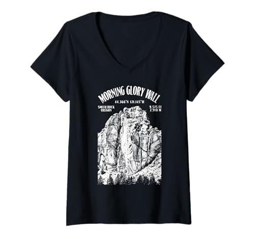 Damen Klettergebiet Morning Glory Wall Oregon Climb T-Shirt mit V-Ausschnitt Damen Klettergebiet Morning Glory Wall Oregon Climb T-Shirt mit V-Ausschnitt von Grandio Design Rock Climbing Climber Gifts