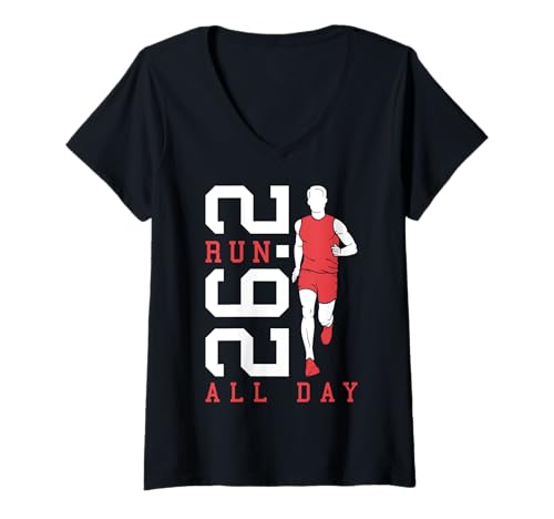 Damen Full Marathon Runner 26.2 Run All Day Running Men Zitat T-Shirt mit V-Ausschnitt Damen Full Marathon Runner 26.2 Run All Day Running Men Zitat T-Shirt mit V-Ausschnitt von Grandio Design Running Marathon Runner Training