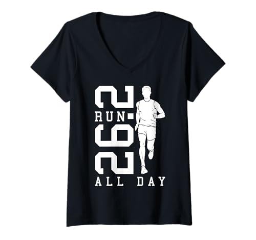 Damen Full Marathon Runner 26.2 Run All Day Running Men Zitat T-Shirt mit V-Ausschnitt Damen Full Marathon Runner 26.2 Run All Day Running Men Zitat T-Shirt mit V-Ausschnitt von Grandio Design Running Marathon Runner Training