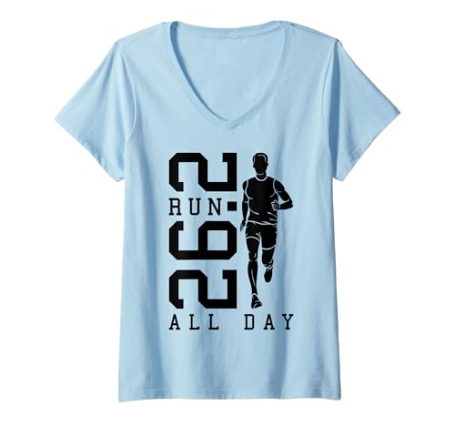 Damen Full Marathon Runner 26.2 Run All Day Running Men Zitat T-Shirt mit V-Ausschnitt Damen Full Marathon Runner 26.2 Run All Day Running Men Zitat T-Shirt mit V-Ausschnitt von Grandio Design Running Marathon Runner Training