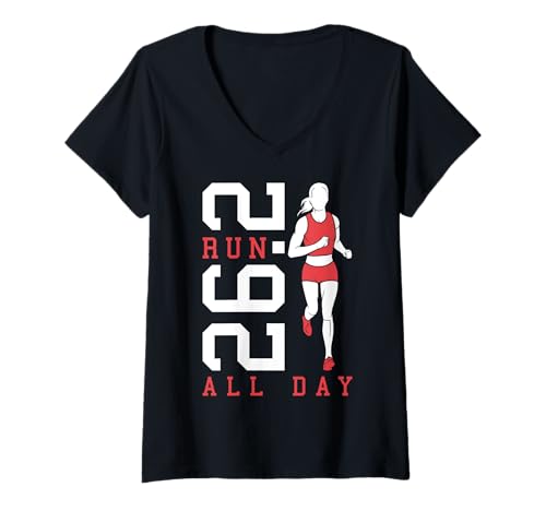 Damen Full Marathon Runner 26.2 Run All Day Running Women Zitat T-Shirt mit V-Ausschnitt Damen Full Marathon Runner 26.2 Run All Day Running Women Zitat T-Shirt mit V-Ausschnitt von Grandio Design Running Marathon Runner Training