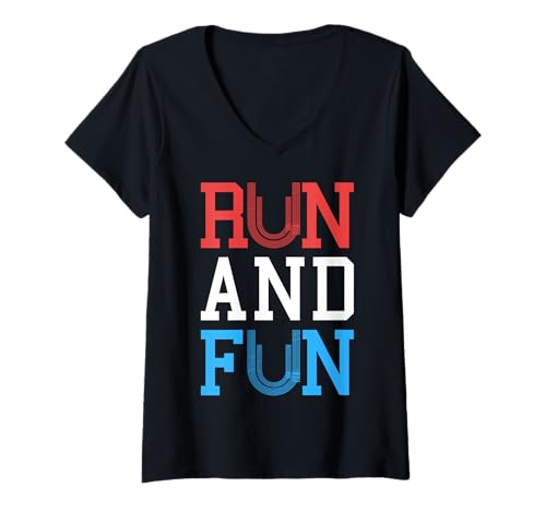 Damen Run Fun Track and Field Runner Motivational Running Zitat T-Shirt mit V-Ausschnitt Damen Run Fun Track and Field Runner Motivational Running Zitat T-Shirt mit V-Ausschnitt von Grandio Design Running Marathon Runner Training