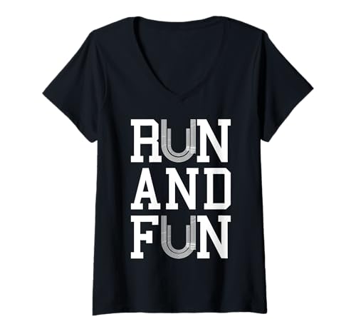 Damen Run Fun Track and Field Runner Motivational Running Zitat T-Shirt mit V-Ausschnitt Damen Run Fun Track and Field Runner Motivational Running Zitat T-Shirt mit V-Ausschnitt von Grandio Design Running Marathon Runner Training