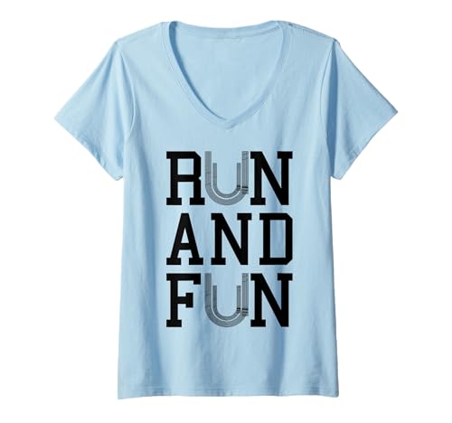 Damen Run Fun Track and Field Runner Motivational Running Zitat T-Shirt mit V-Ausschnitt Damen Run Fun Track and Field Runner Motivational Running Zitat T-Shirt mit V-Ausschnitt von Grandio Design Running Marathon Runner Training