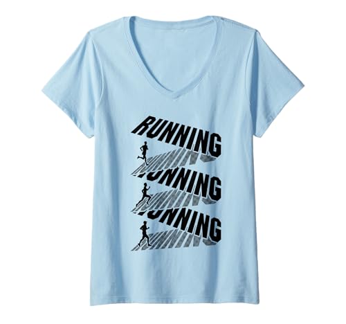 Damen Runner Running Run Marathonläufer mit Bandtext, Herren T-Shirt mit V-Ausschnitt Damen Runner Running Run Marathonläufer mit Bandtext, Herren T-Shirt mit V-Ausschnitt von Grandio Design Running Marathon Runner Training