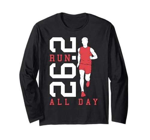 Full Marathon Runner 26.2 Run All Day Running Men Zitat Langarmshirt von Grandio Design Running Marathon Runner Training