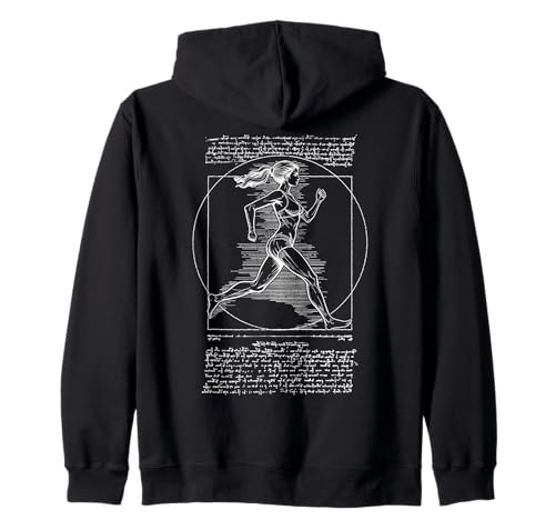 Läufer Vitruvian Frau Leonardo Da Vinci Running Girl Kapuzenjacke Läufer Vitruvian Frau Leonardo Da Vinci Running Girl Kapuzenjacke von Grandio Design Running Marathon Runner Training