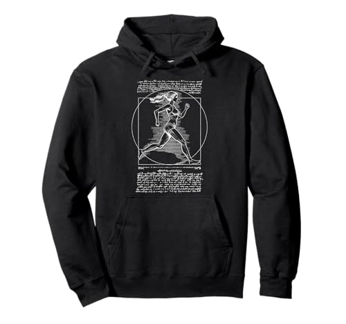 Läufer Vitruvian Frau Leonardo Da Vinci Running Girl Pullover Hoodie von Grandio Design Running Marathon Runner Training